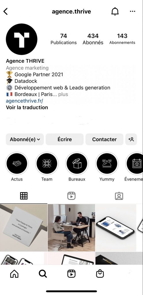 profil instagram thrive boutique
